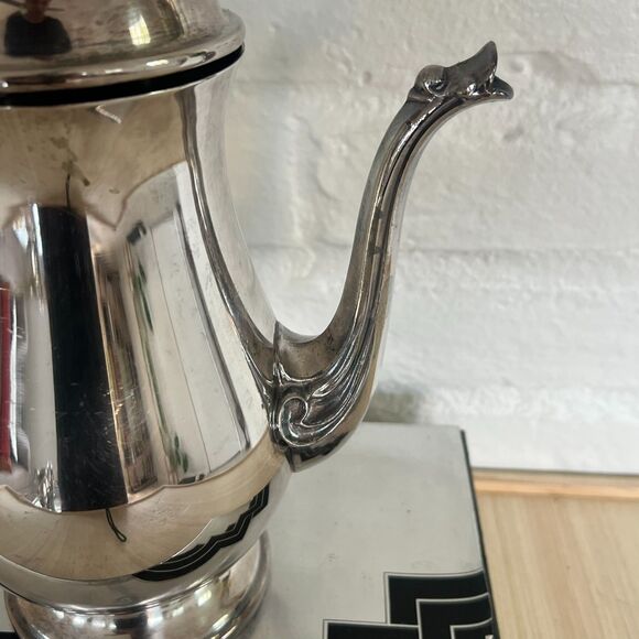 Vintage Leonard Silverplate Tea Pot with Ornate Floral Design - Picture 3 of 7